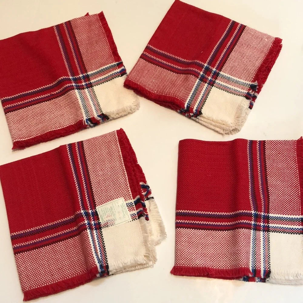 Norwegian woven napkins cloth vintage woven napkins Vintage Woven USA JULY 4th